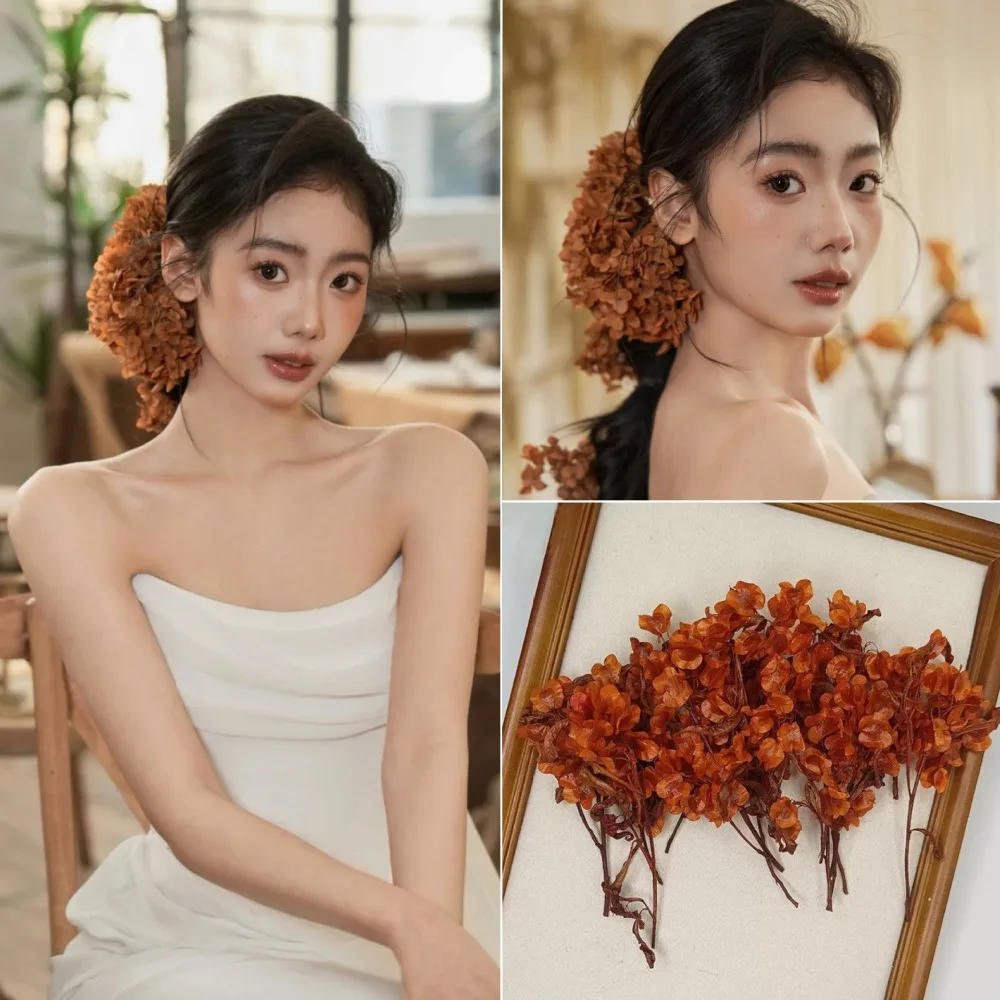 

New French Style Bridal Headdress Floral Luxury Wedding Headwear Elegant Photography Hair Jewelry Set Simulation Fabric