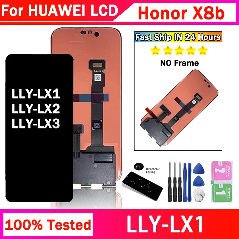 LLY-LX1, LLY-LX2, LLY-LX3 Premium Lcd For Huawei Honor X8b Display Touch Screen Digitizer Panel Assembly For HonorX8b LCD Frame