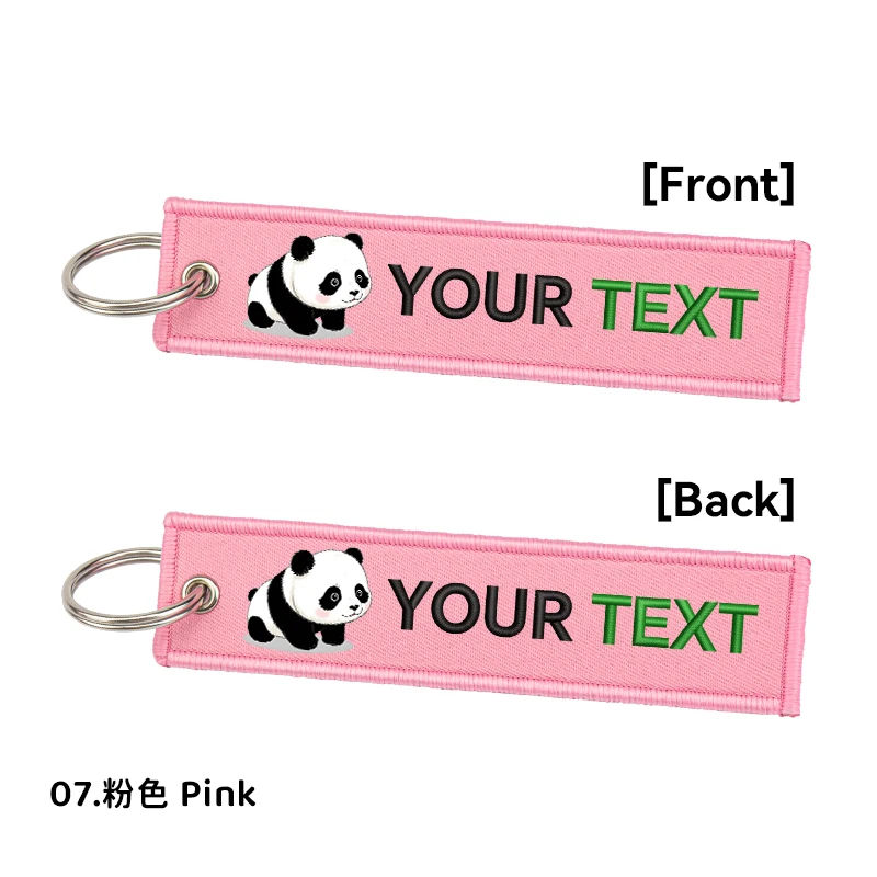 

Panda and Colorful text Custom Embroidered Keychains for Motorcycle Bijoux Key Chain for Gifts, Cars Key Tag,Luggage Accessories