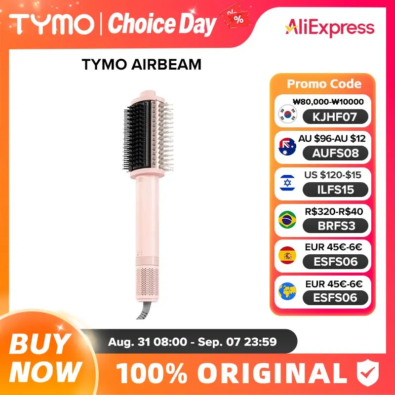 Escova Secadora de Cabelo TYMO AIRBEAM - Leve, 3x Mais Rápida, Secagem 3 em 1, Escova Secadora Iônica que Adiciona Brilho para Mulheres