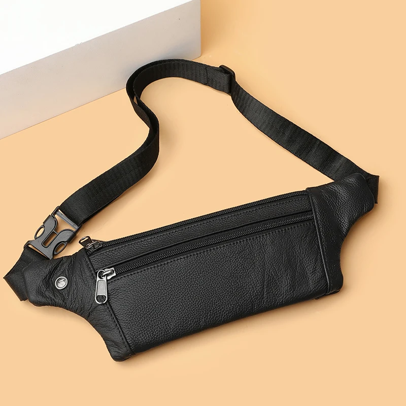 100% cowhide Waist pack Men Chest Bag Waterproof Multi Functional Crossbody Bag Fashion Korean Versatile One Shoulder Chest Bag