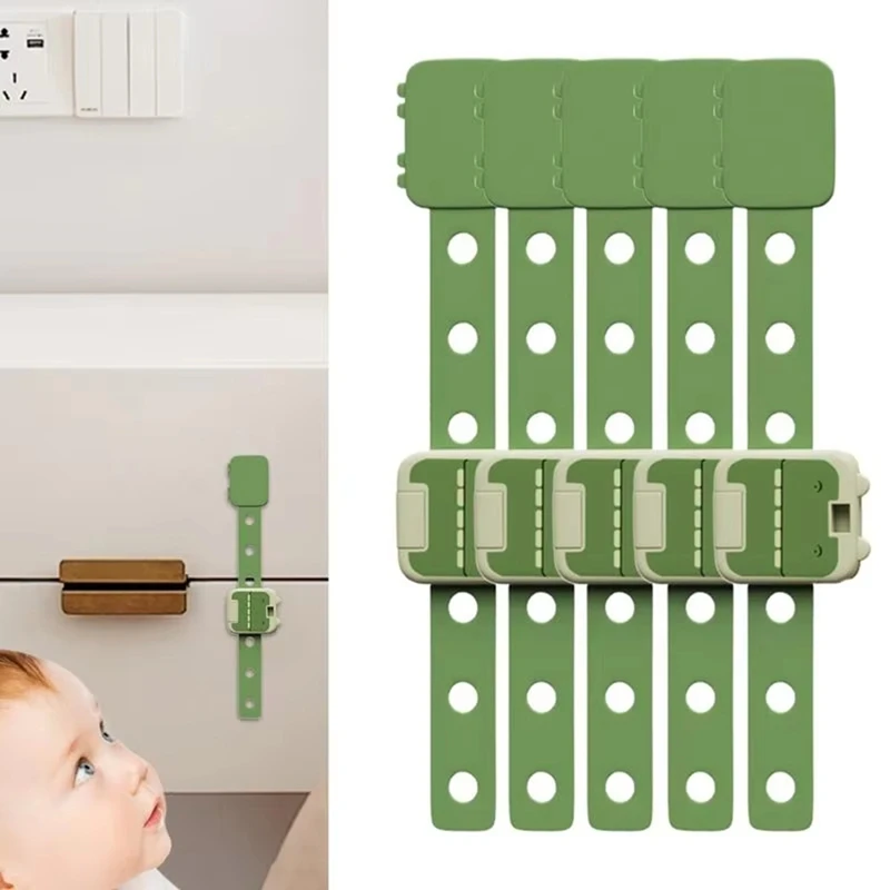 ABGR-10Pcs Babysafety Drawer Lock Anti-Pinching Hand Cabinet Drawer Locks Cartoon Crocodiles Safety Buckle For Children