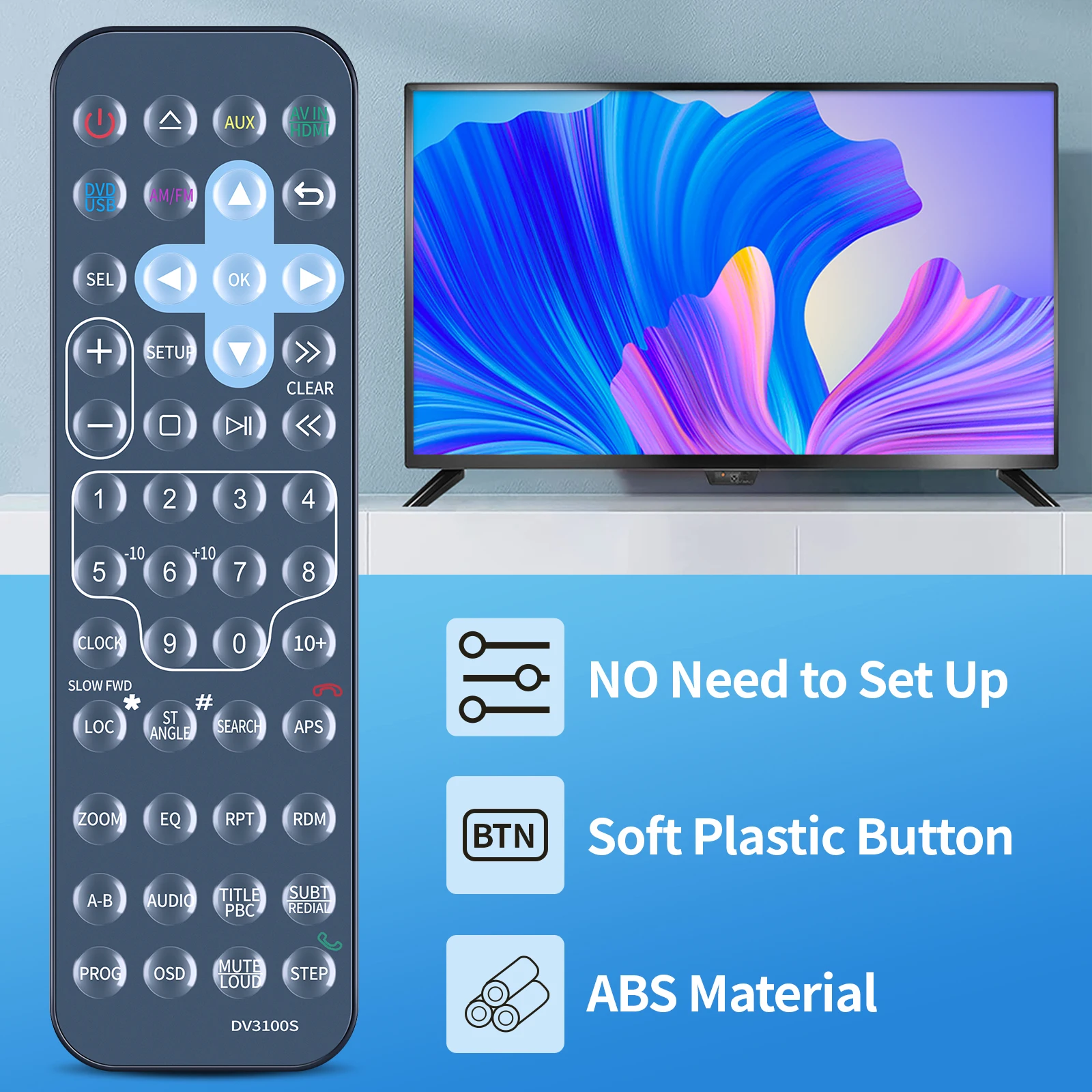 جديد استبدال جهاز التحكم عن بعد لنظام الترفيه راديو بلوتوث Furrion DV3100S