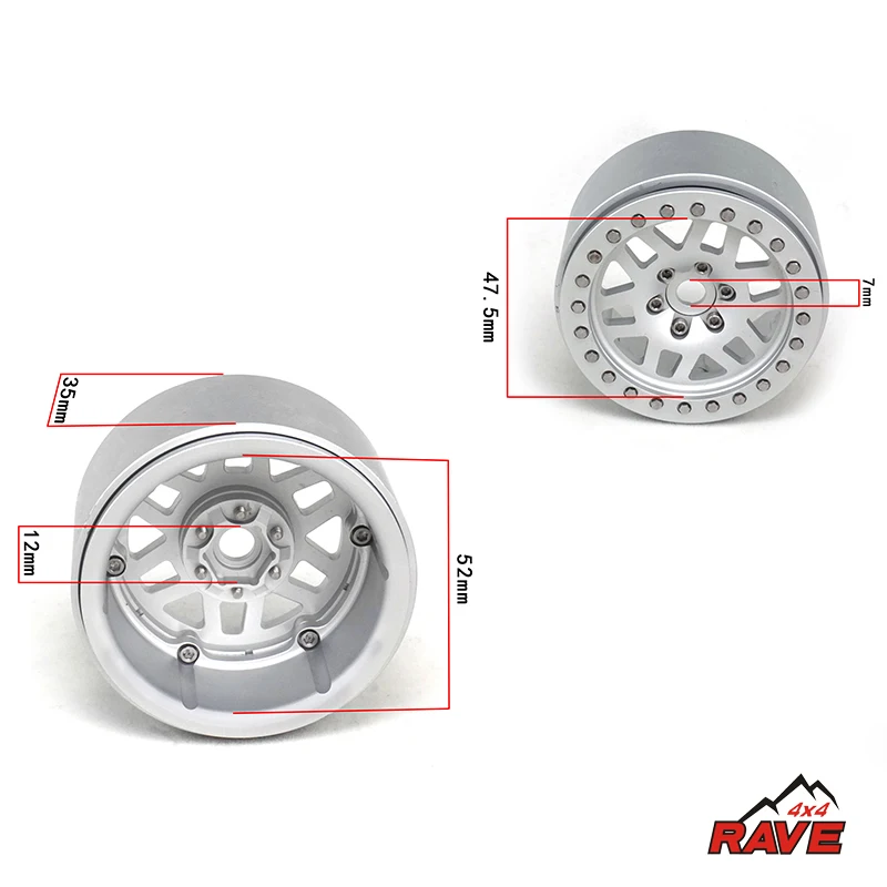 

1Pc Rave 4X4 4WD Metal 2.2In Wheel 5.5Mm Connection 1/10 RC Crawler Car Scx10 Outdoor Toys TH17944