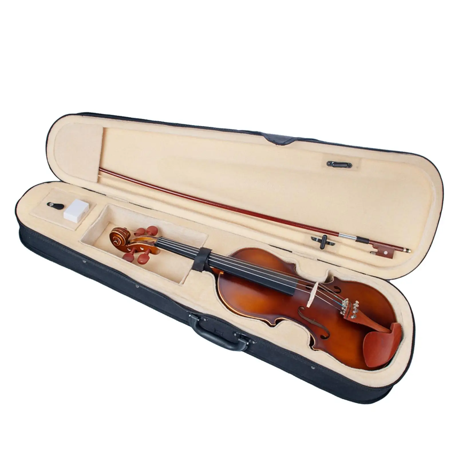 Wooden Acoustic Violin Beginner Set 4/4 Jujube String Instrument with Bow Case for Hobby and Learning