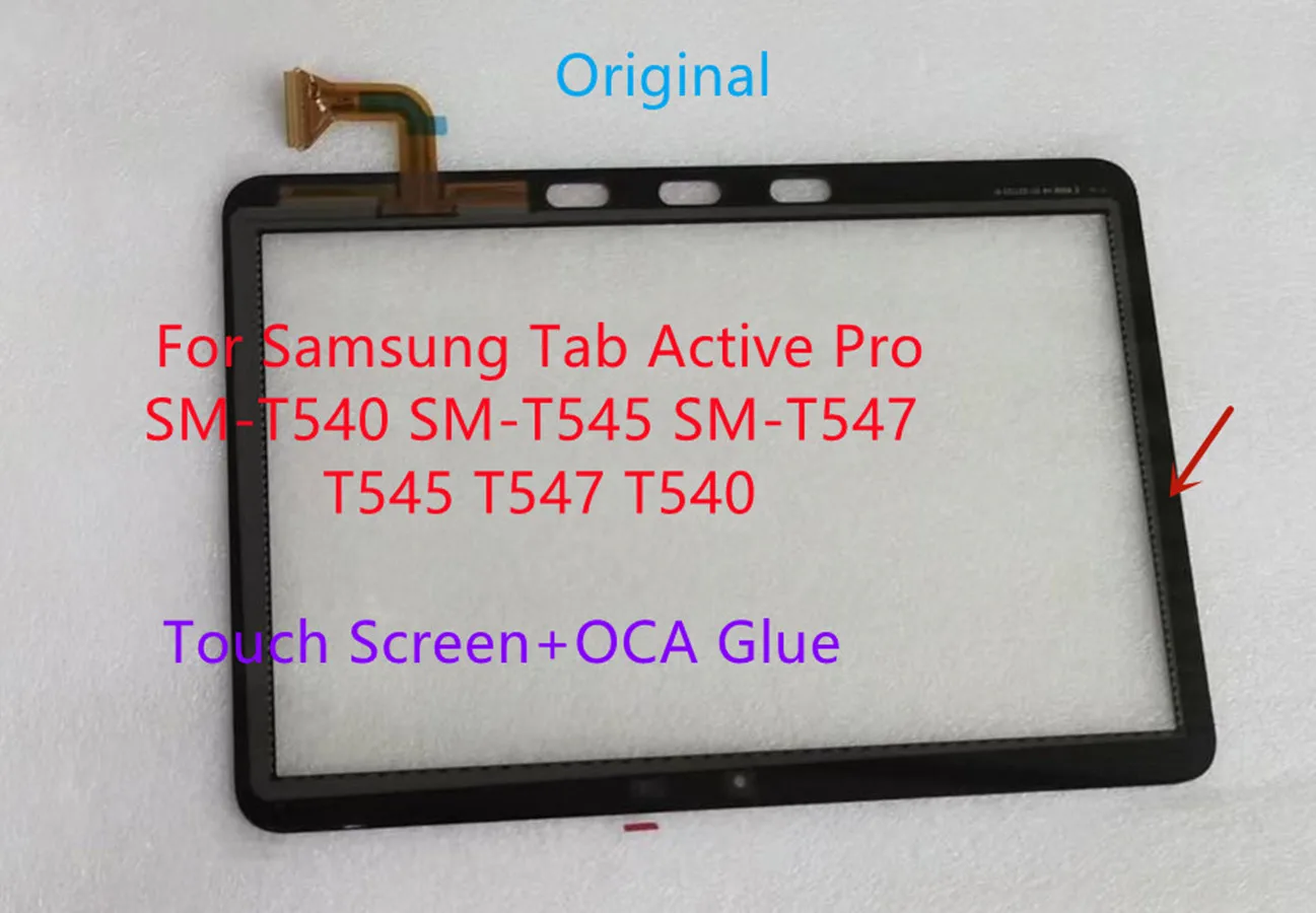 High quality For Samsung Tab Active Pro SM-T540 SM-T547 SM-T545 T547 T545 T540 Touch Screen Digitizer Panel + OCA Glue 100% Test