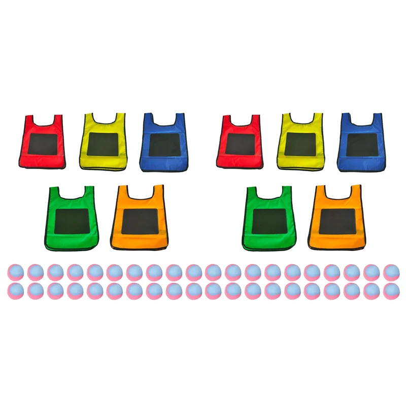 B78B-Eludeball Game Set -10Pcs Kids Eludeball Tag Sticky Vests With 40 Sport Elude Balls M