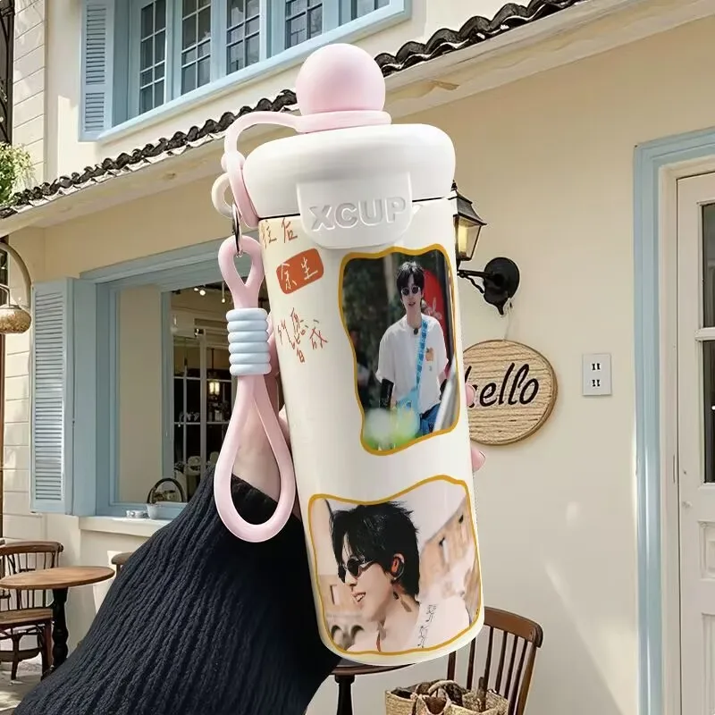 سجل احتياطي ليو يونينغ، عوامة من الفولاذ المقاوم للصدأ، قش، كوب معزول، كوب قهوة محمول بسعة كبيرة، كوب للطلاب