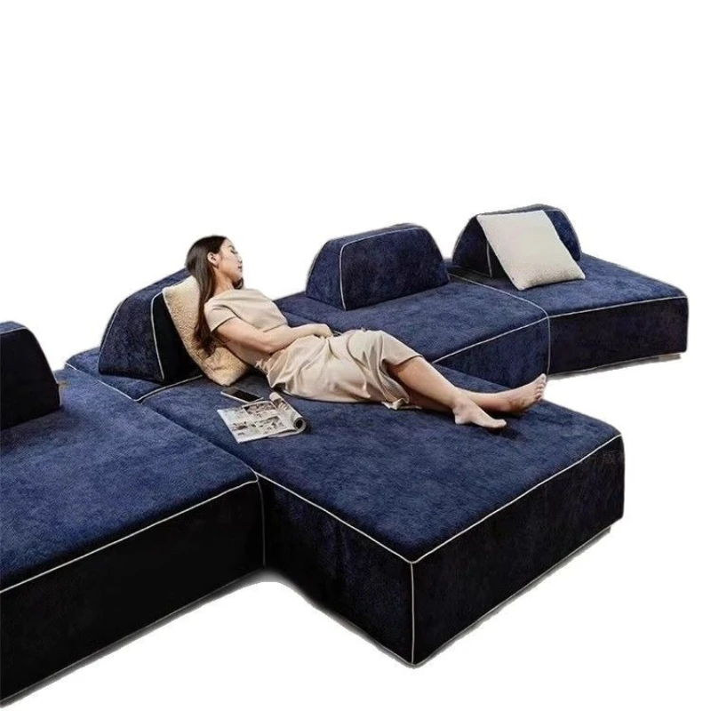 

Italian minimalist double-sided sitting fabric sofa light luxury cream style free combination module sofa