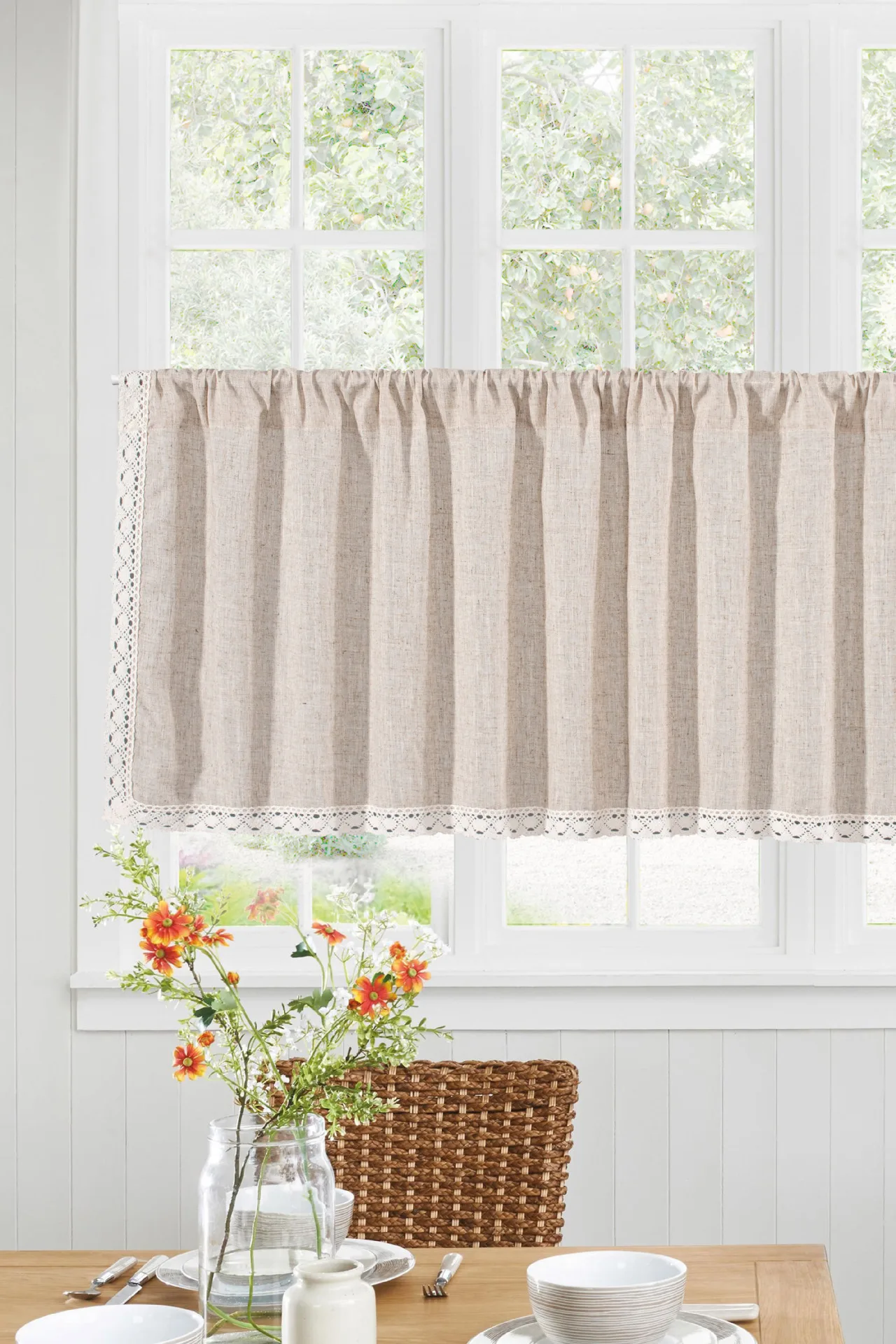 Nordic Style Short Dust Curtains White Pastoral for Kitchen Cotton Linen Wine Cabinet Door Window Small Wardrobe Half Curtain