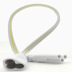 2pcs PVC Plastic LED Lamp Connecting Wire White 3Pin T5 Tube Male and Female Connecting Wire Extension Wire Copper