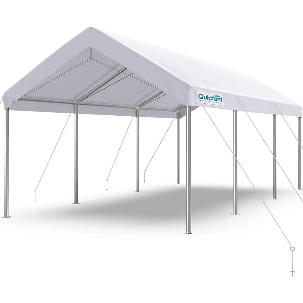 

10’x20’ Heavy Duty Carport Car Canopy Galvanized Car Boat Shelter with Reinforced Steel Cables-White