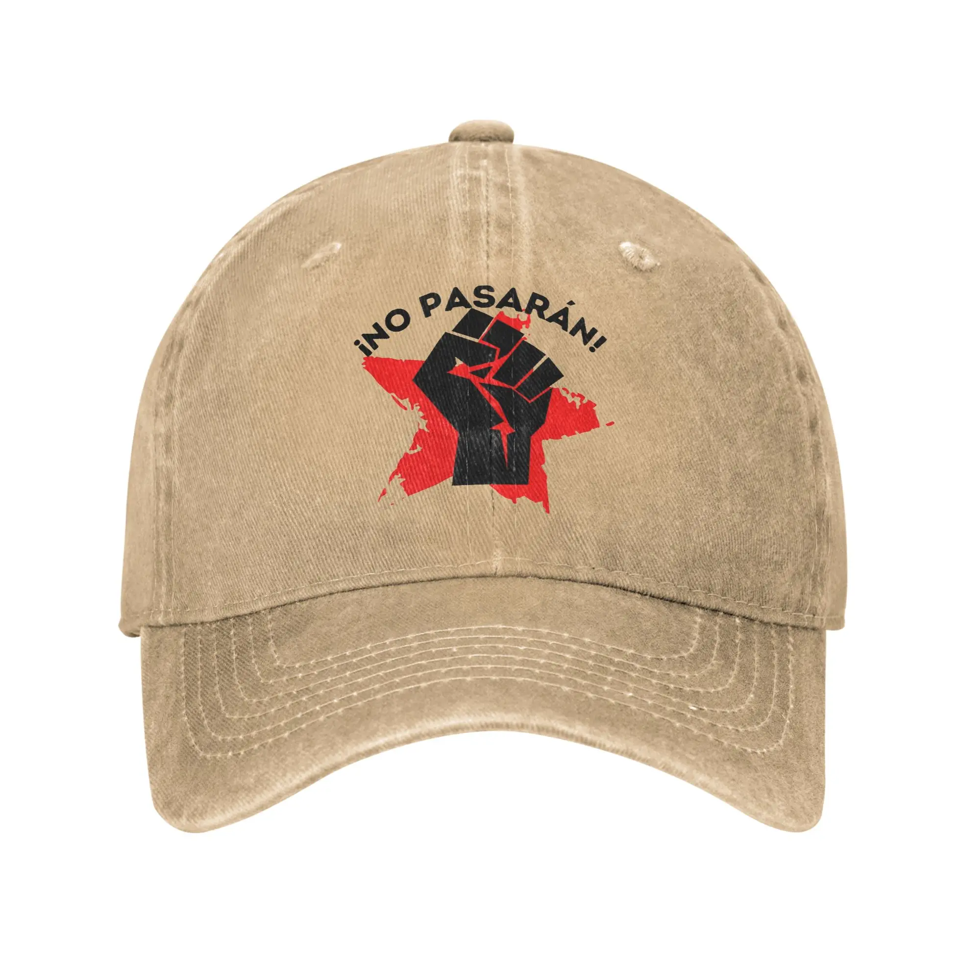 No Pasaran Anti-fascist Slogan Baseball Caps Unisex Distressed Washed Headwear Spanish Not Pass Outdoor Workouts Adjustable Hat