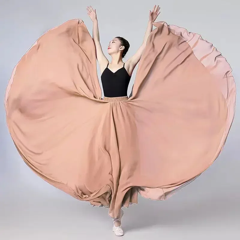 720 Degree Chiffon Skirt Ballet Belly Dance Gypsy Double-layer Long Skirts Dancer Practice Wear Stage Performance Skirts L671