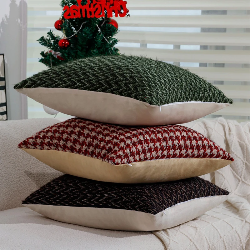 

Cushion Cover Retro Red/Green 45x45cm Geometry Christmas Supplies Home Decoration Pillow Cover for Party Bed Sofa Pillowcase