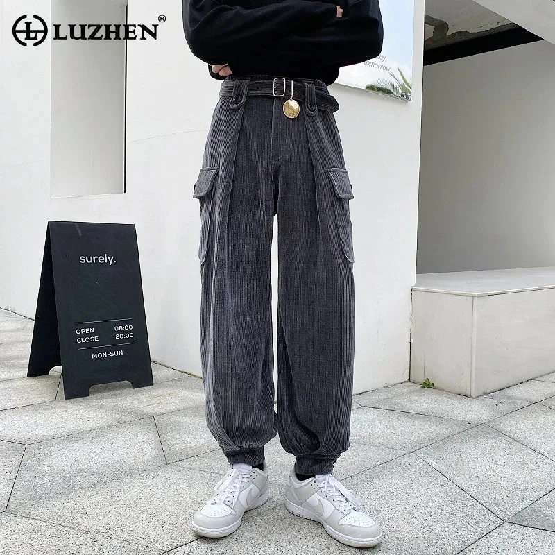 

LUZHEN осенне-зимние декоративные дизайнерские плотные модные брюки-карандаш с большими карманами брюки Harun повседневная мужская одежда LZ5632