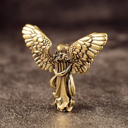1PCS Mini Angel Figurine Vintage Brass Blessed Guardian Miniatures Desktop Ornaments Lovely Small Statue Home Decoration Crafts