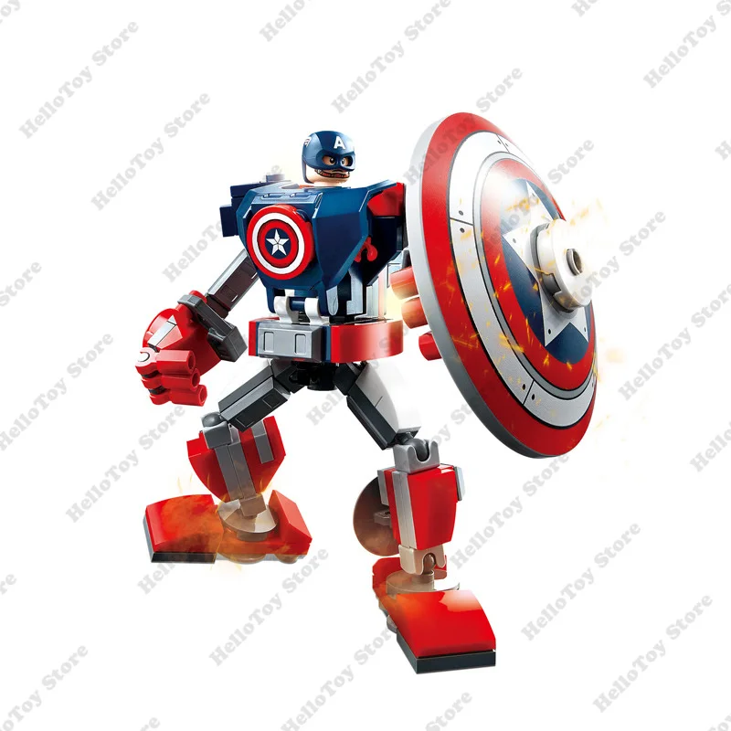 Bloques de construcción de los vengadores de Marvel para niños, juguete de ladrillos para armar Robot de combate, con diseño clásico de superhéroe,