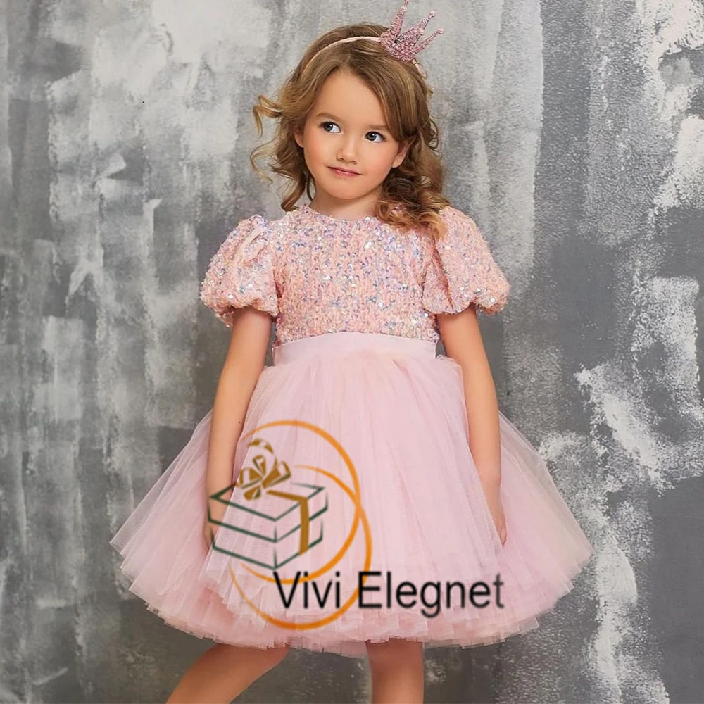 Charming Princess Flower Girls Dresses with Sequined Detachable Dress 2023 Sequined Christmas Gowns with Soft Tulle فلور فتاة ال