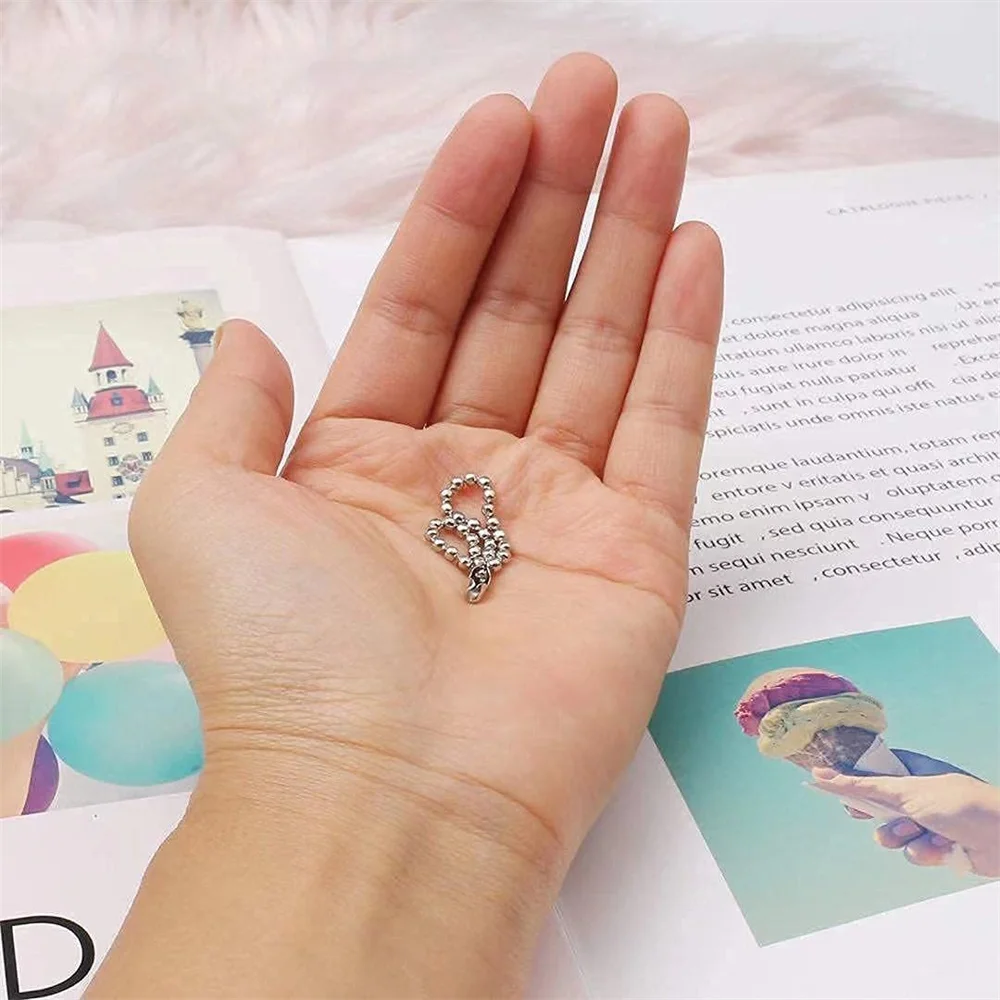 50pcs 10/12/15/20cm Stainless Steel Ball Bead Chain Connector Clasp For DIY Dog Tag Key Rings Jewelry Finding Making Accessories