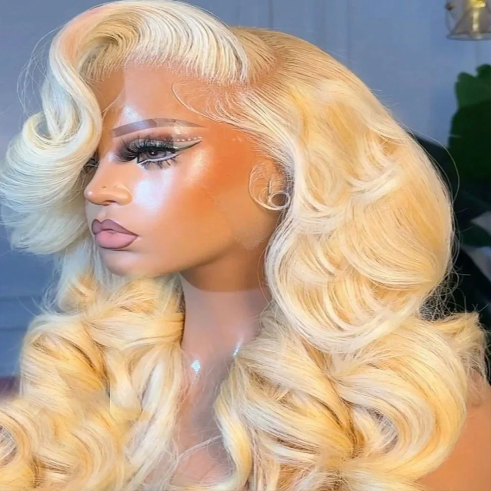 

Светлый парик 613 цвета медовой блондины, с кружевной передней частью, из натуральных волос, с эффектом волн, 13x4, с прозрачным кружевом, парик из волос Remy, 40-42 дюйма, длинный, кудрявый