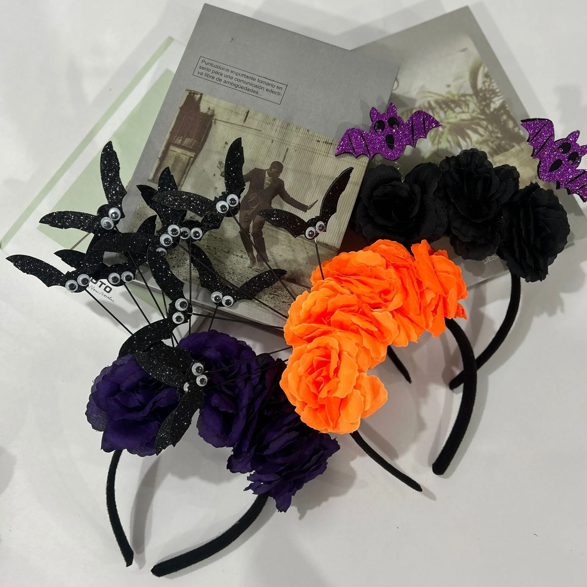 1pcs Halloween Flower Headband Pumpkin Spider Web Bat Festival Performance Props Stage Atmosphere