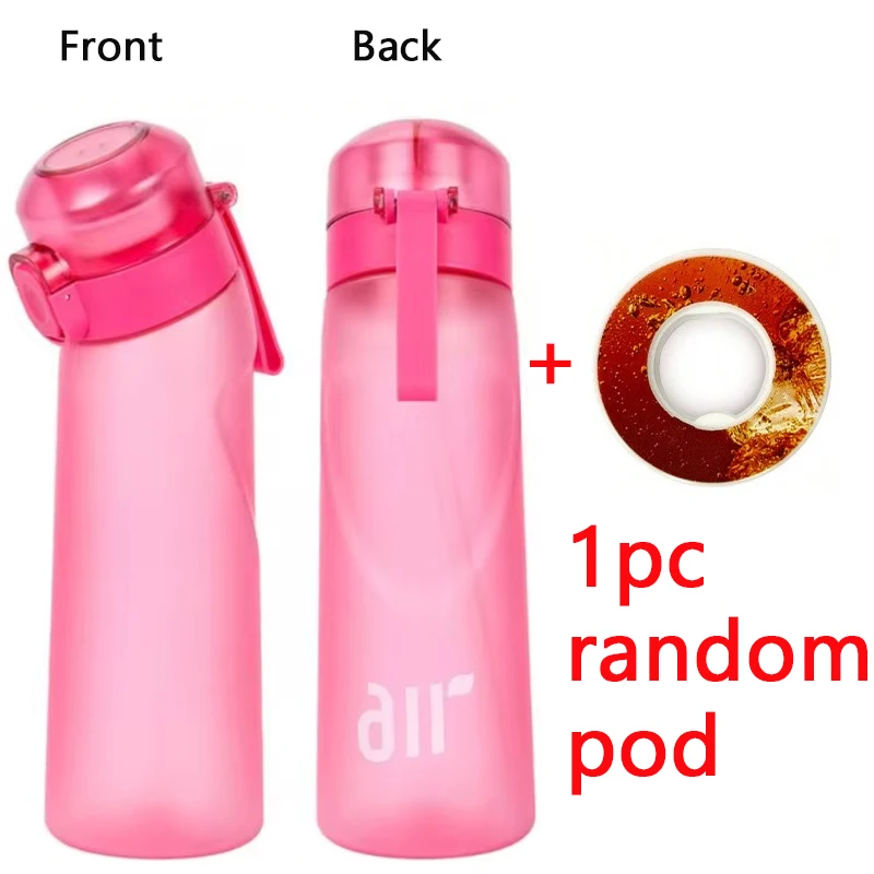 1pc Luft Wasser Flasche Mit 1pc Zufällige Runde Form Geschmack Pod Sport Stroh Kunststoff Tasse Auslaufsicher Outdoor reise Sport Flaschen
