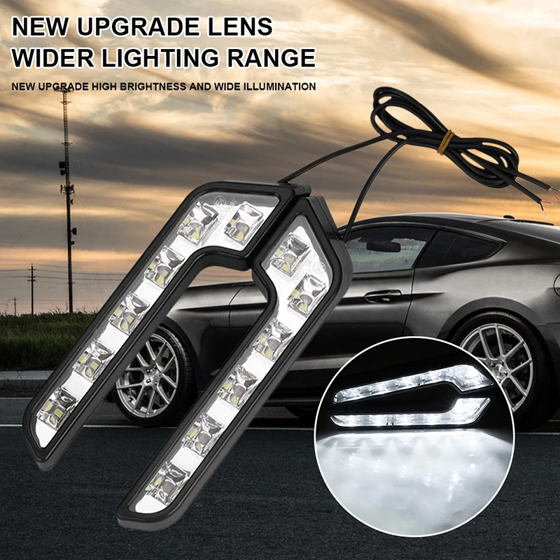 1PCS Daytime Running 12V 6 LED Lights L Shaped Driving Lamp Daytime Running Fog Light Waterproof Car LED Lamp Replacement