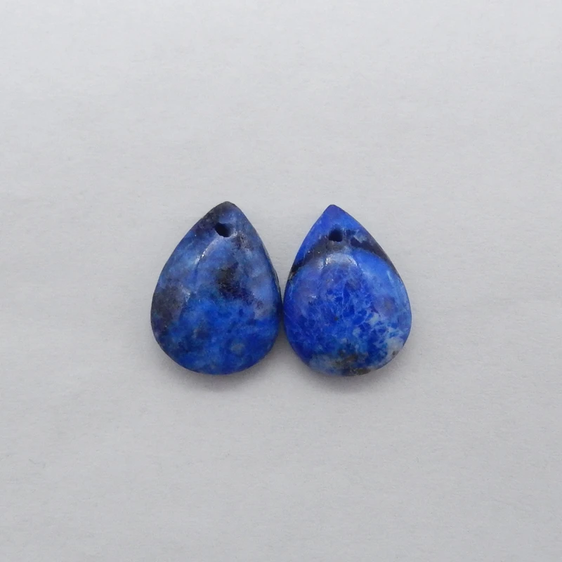 Natural Stone Teardrop Lapis Lazuli Earring Beads For Women, Front Drilled Fashion Jewelry Accessories 16x1x3mm, 2.4g