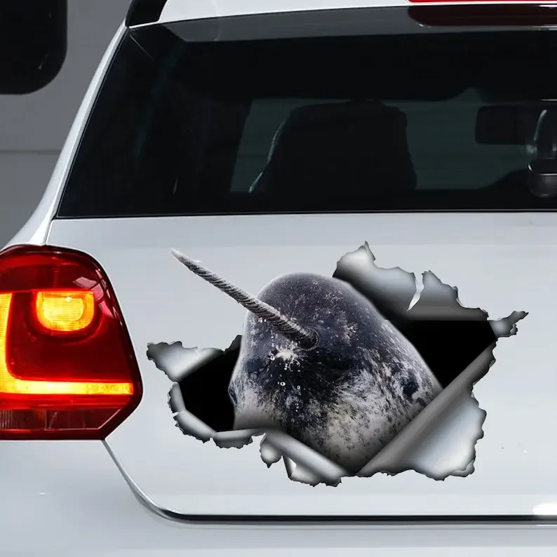 Narwal car decal, Narwal magnet, Narwal sticker, fish decal