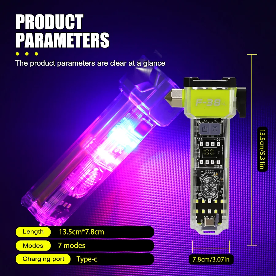 

Rechargeable Emergency Flashlight Portable Household Flashlight Car Tool Light With Magnetic Safety Hammer