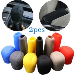 2pcs Universal Car Gear Shift Knob Cover Set Silicon Non Slip Auto Gear Shift Grip Handle Cover Automobiles Gear Shift Collars