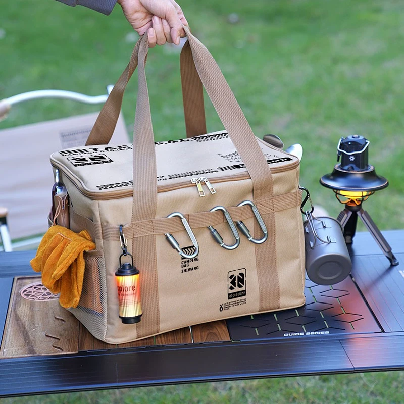 

Large Capacity Outdoor Folding Storage Box for Picnic & Camping | Tactical Storage Bag with Tableware & Kitchenware Compartments