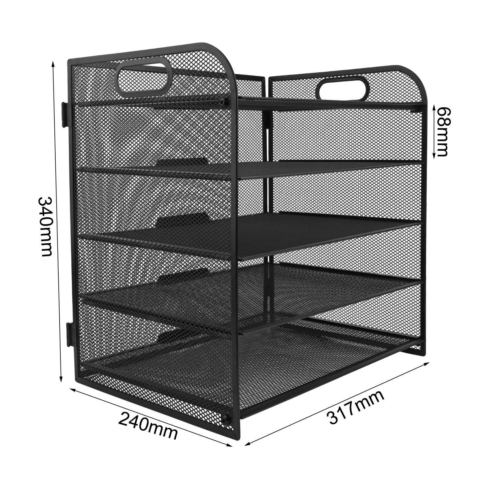 

Sturdy Metal Mesh File Organizer with 5 Tiers Portable Handle for Easy Transport Perfect for Office or Study Spaces