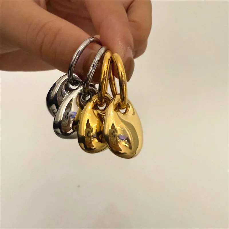 XIALUOKE Geometric Ingot Shape Pendant Earrings For Women European American Style Round Stainless Steel Earrings Jewelry Gift