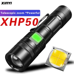 Powerful 60000LM LED Flashlight XHP50 LED Flashlight USB Rechargeable Torch Zoom 5Mode Flashlight Lantern Use18650/26650 Battery