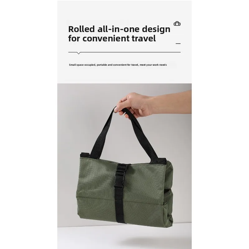 Car First Aid Kit Wrap Roll Storage Case Tool Roll,Multi-Purpose Roll Up Tool Bag,Wrench Roll,Canvas Tool Organizer Bucket