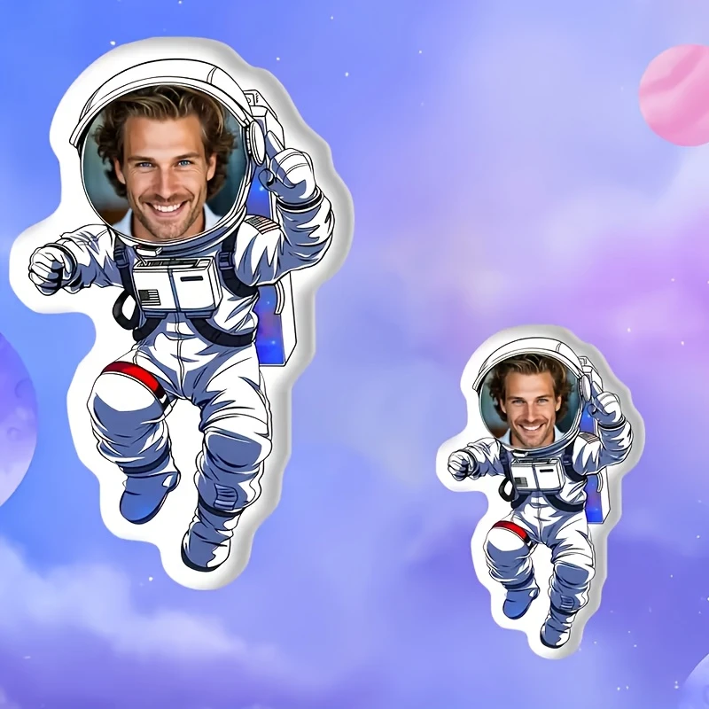 Custom Space Explorer Throw Pillow, Personalized Portrait and Fun Themed Custom Pillow with Double-Sided Digital Printing Design