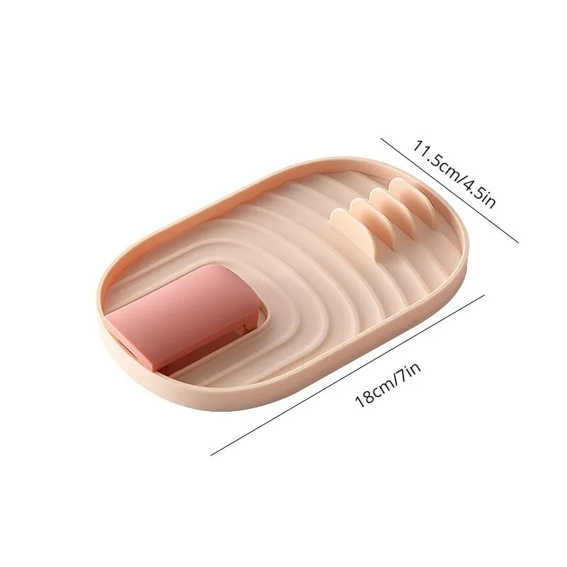 실용적인 다기능 주방 용품, 북유럽 스타일 실리콘 냄비 뚜껑, 삽 보관 랙, 미끄럼 방지, 그린, 핑크, Bule, 핑크, 1pc