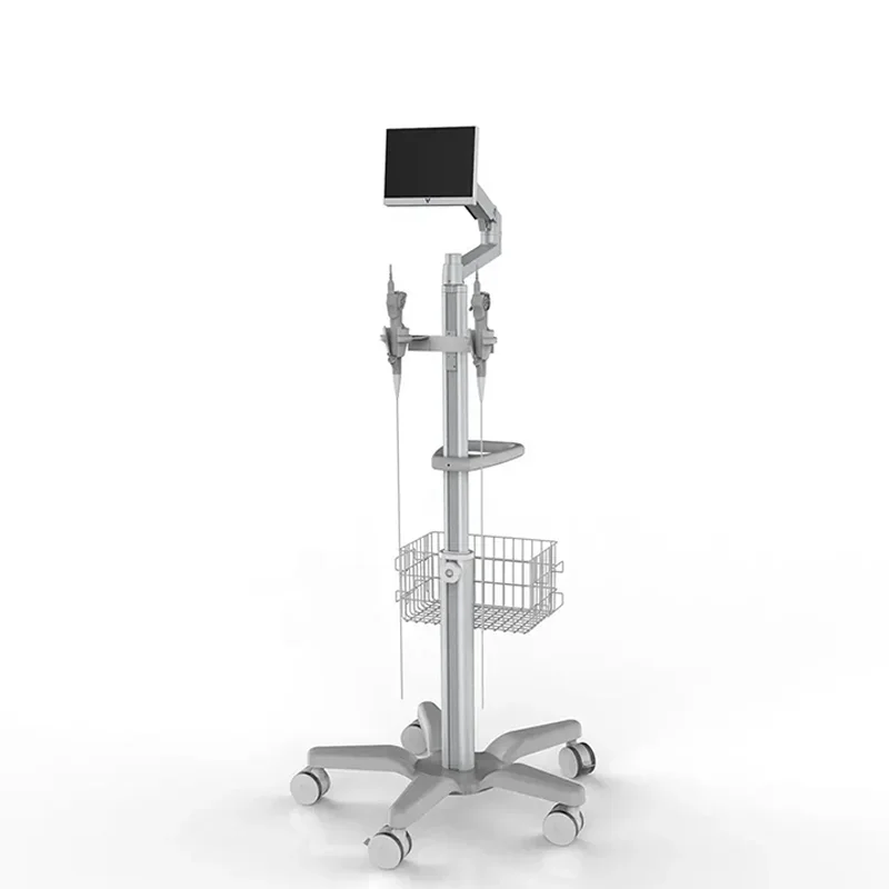 Good quality flexibly rolling mobile hospital computer workstation medical laptop trolley cart with wheel for dental use