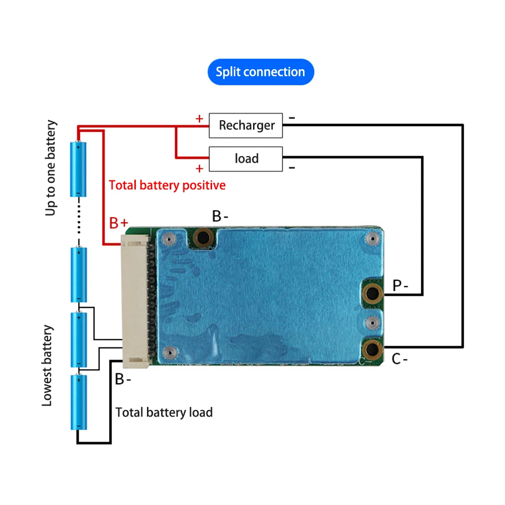 BMS 13S 48V 15A 20A 18650 Charge PCB Lithium Battery Protection Board Common Port/Separate Port For Electric Vehicle Bike