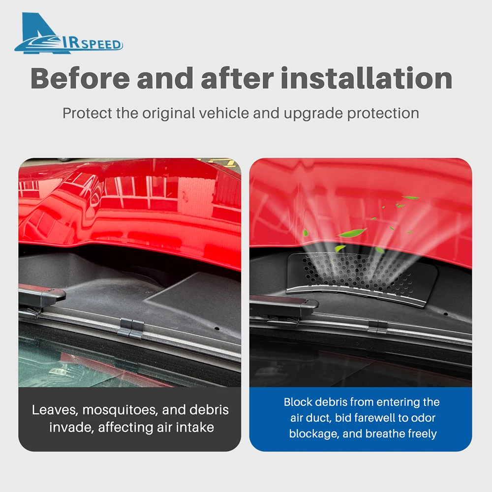 For Ford Mustang GT Dark Horse EcoBoost 2024 2025 2026 Car Front Gear Hood Proof Cover Trim Anti-insect Leaves Grille Filter Net