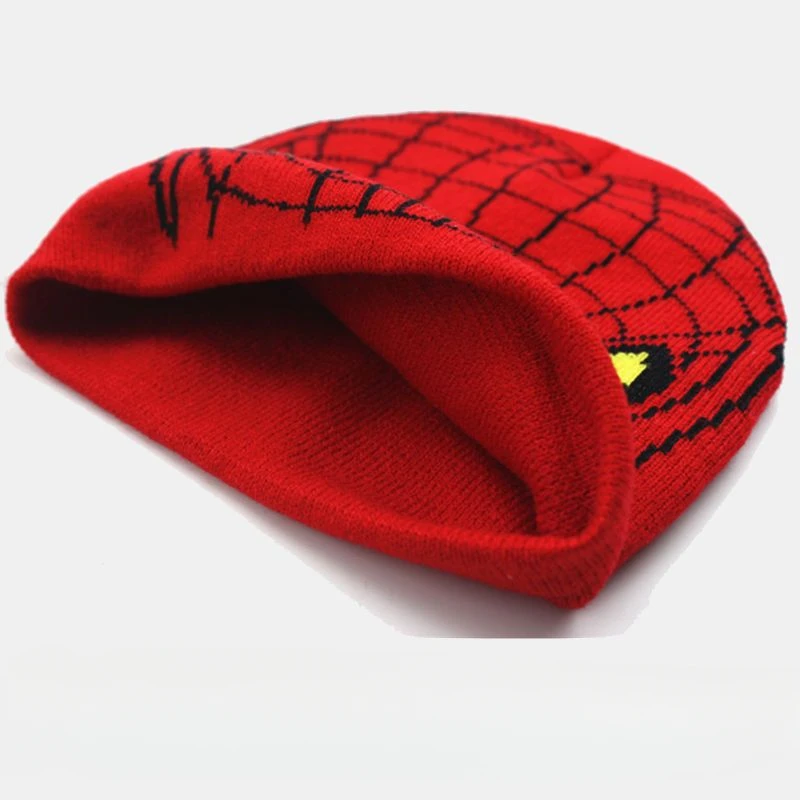 New Marvel Spider-Man animation peripheral cartoon children's knitted hat creative cool boy outdoor windproof warm hat glove set