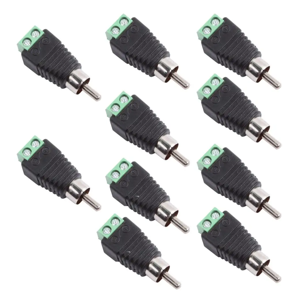 Phono RCA to AV Screw Terminal Plug Black Adapter Speaker Wire Connector Cable for Audio and Video Devices