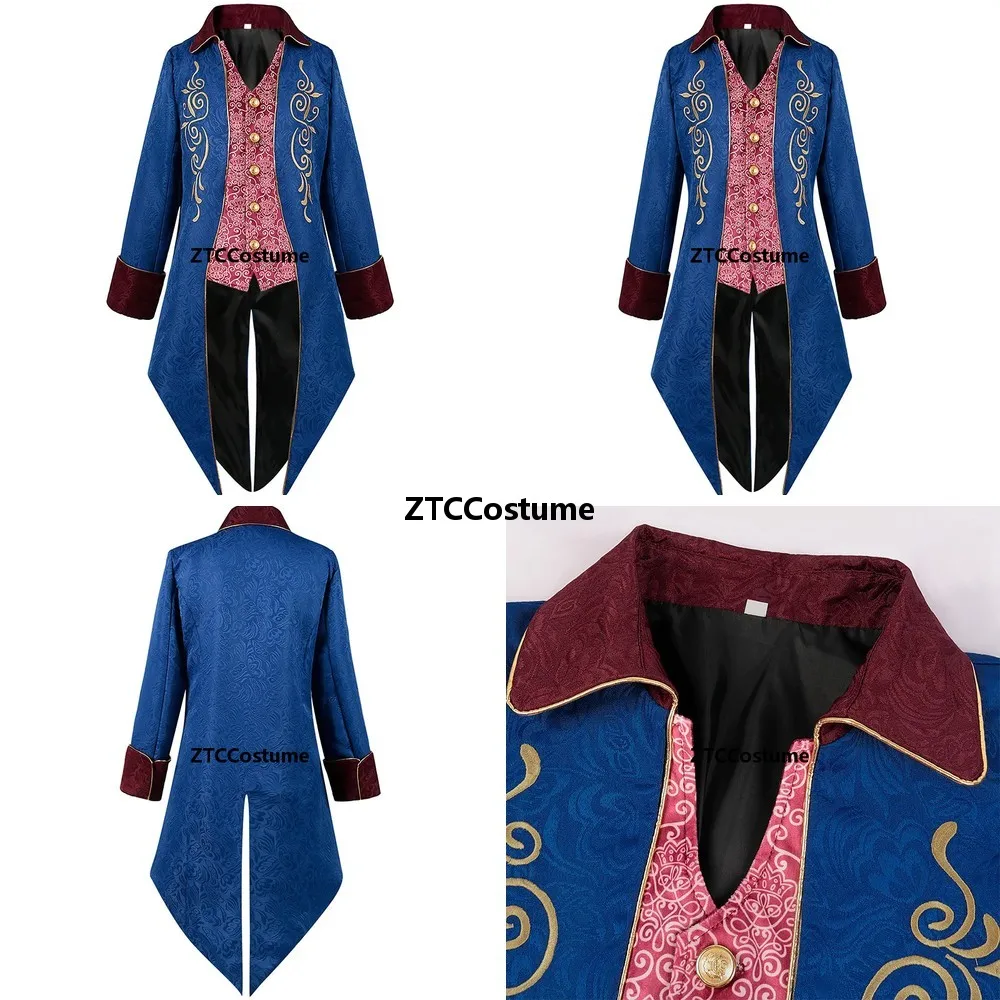 Chaqueta de frac victoriana steampunk, esmoquin medieval, disfraz de cosplay renacentista para hombre, abrigo para fiesta de Halloween y carnaval
