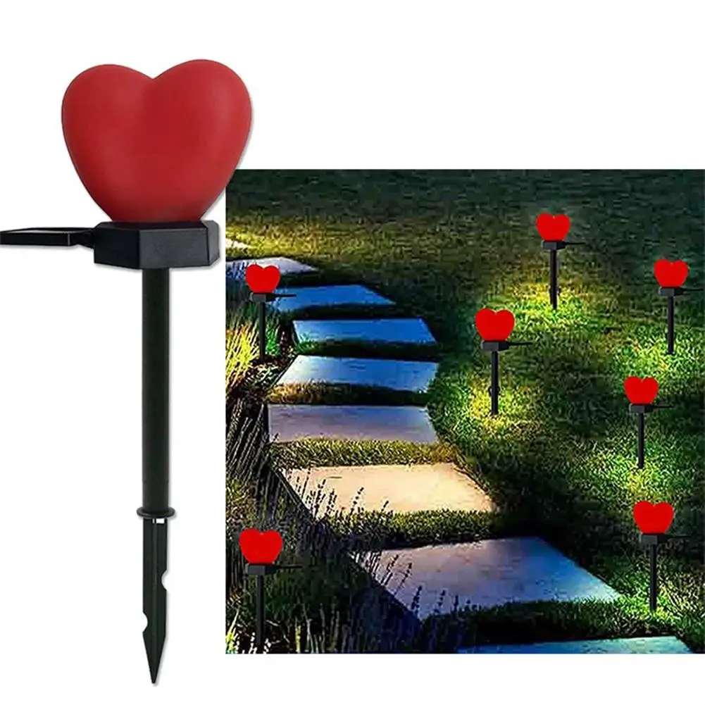 2pcs Solar Garden Landscape Light lampada da esterno romantica a forma di cuore a Led impermeabile per la decorazione di san valentino