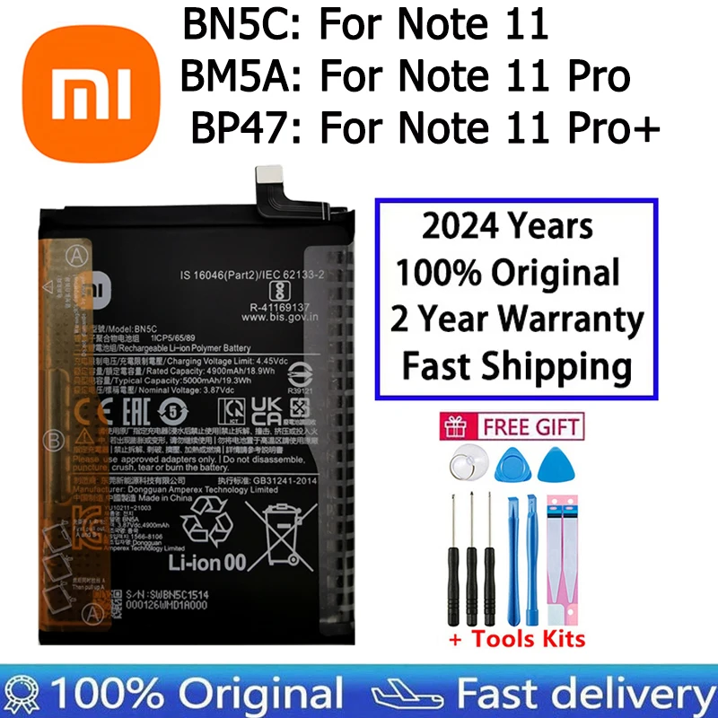 BN5C For Xiaomi Poco M4 Pro 5G  Redmi Note 11S / BM5A For Note 11 Pro / BP47 For Redmi Note11 Pro+ / Repalcement Phone Battery