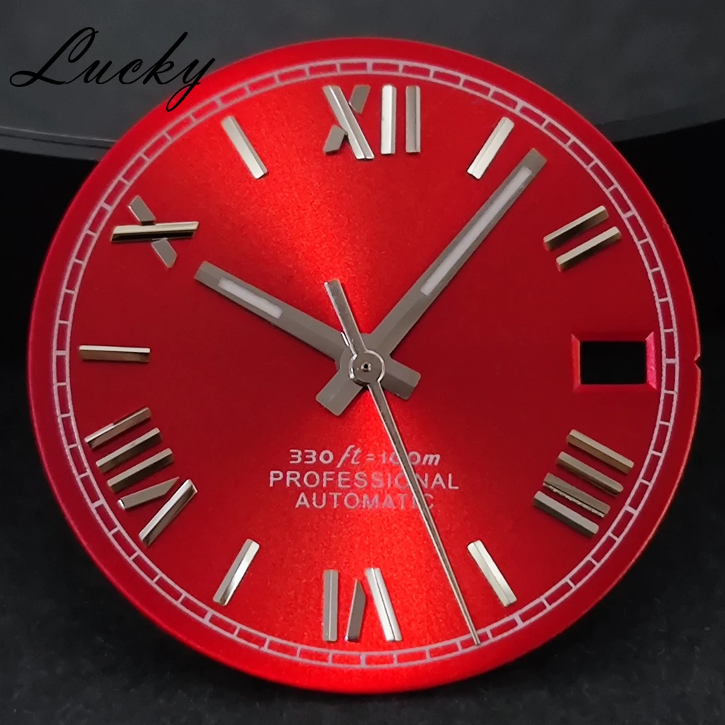 High Quality Hands+Roman Numeral Watch Dial Set 28.5mm DIY Watch Faces Fit NH35 NH36  Movement Automatic Diver Men Watches Part