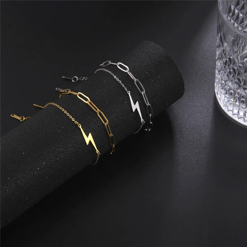 Cazador Goldfarbene Blitz-Charm-Armbänder für Damen, Edelstahl, Wachsseil-Armband, Schmuck, Geburtstagsgeschenke, 2026, trendig – Detail 13
