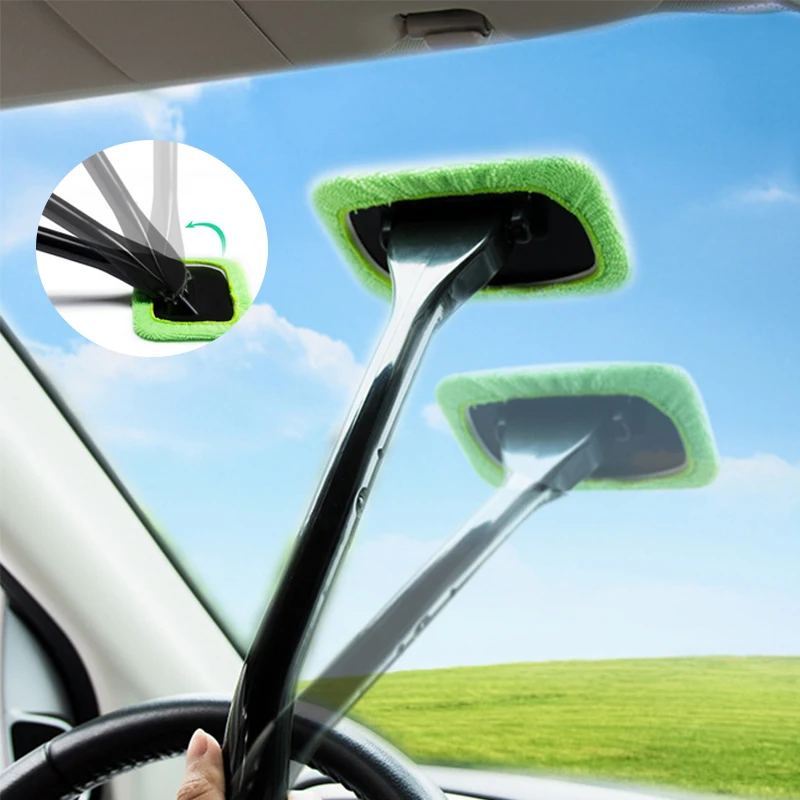 

Car Window Cleaner Brush Kit Windshield Cleaning Wash Tool Interior Auto Glass Wiper with Long Handle Car Accessories